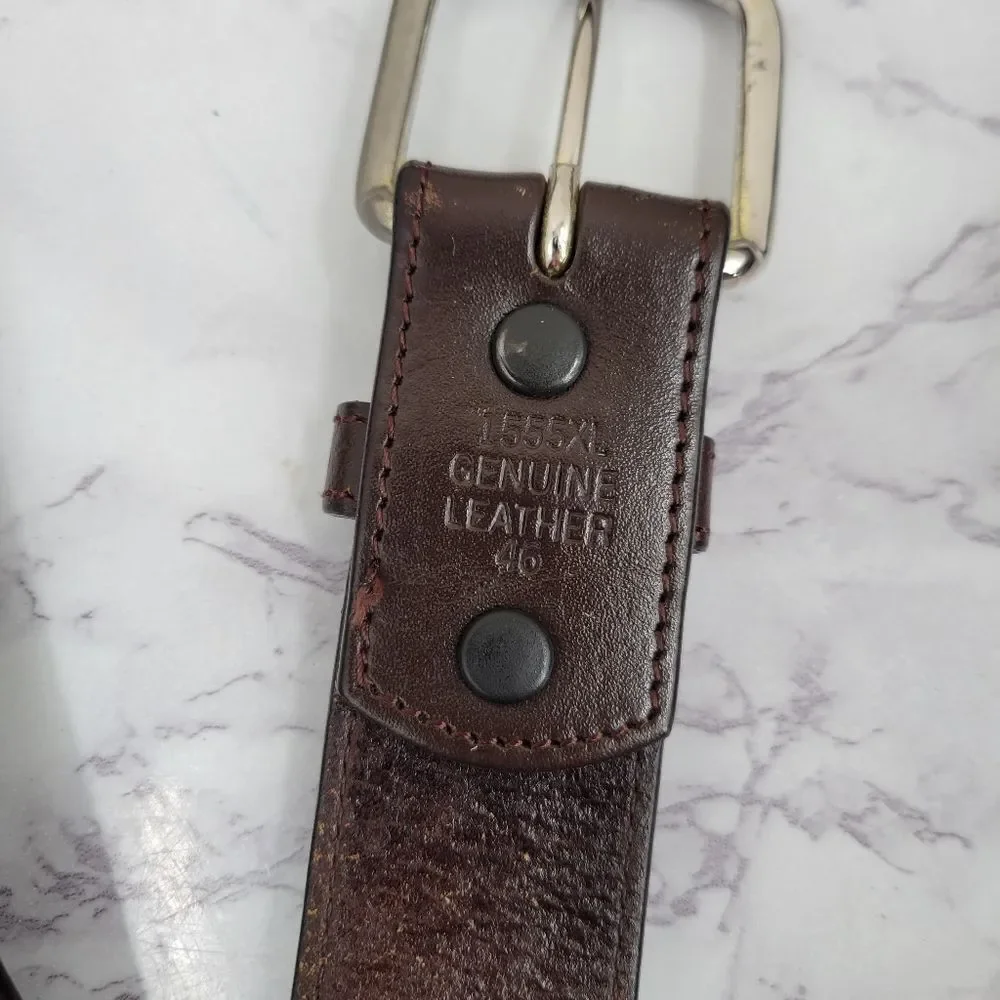 Brown Leather Belt for Men Basket Weave Embossed Design